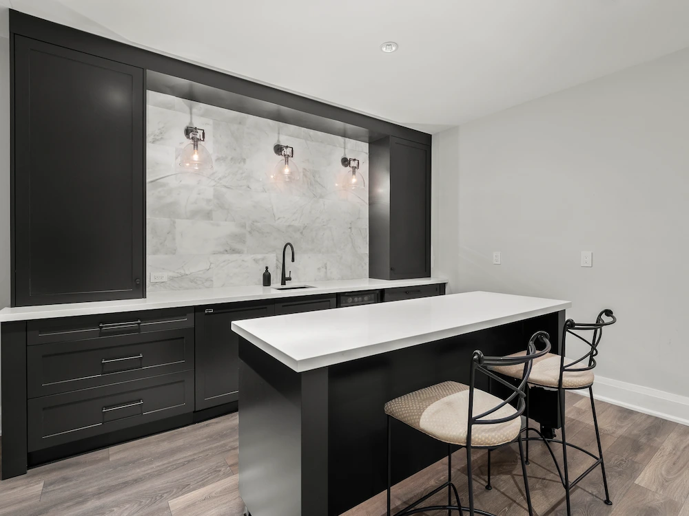 kitchenette, laundry cabinet, bar & more